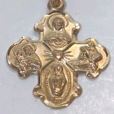 Vintage 4 way Medal Mt Carmel St Joseph Jesus Virgin Mary 1/20 12kgf 20”gf Chain picture