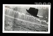 UNUSUAL SNAPSHOT PHOTO HAT ON ICY WIRE VINTAGE WEIRD ABSTRACT ART VTG picture