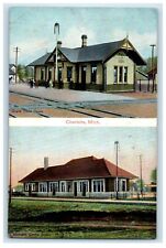 1910 Grand Trunk Depot And Michigan Central Depot Charlotte Michigan MI Postcard picture