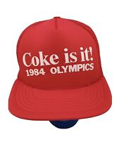 Vtg 1984 Coke Is It, Olympics Red Mesh Snapback Trucker Hat, Estate Sale  picture