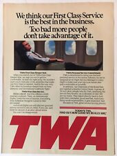 TWA First Class Service 1989 Vintage Print Ad 8x11 Inches Wall Decor picture