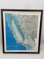 3D topographic map of California framed, Kistler Graphics 1989 picture