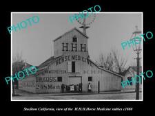 OLD LARGE HISTORIC PHOTO OF STOCKTON CALIFORNIA THE HORSE MEDICINE STABLES 1880 picture