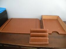 Office Desk Deluxe Executive Leather Desk Set tan brown 3pcs L4 picture