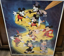 Vintage Very RARE DISNEY MICKEY Mouse 1928 - TODAY Framed Poster ART 28x22” picture