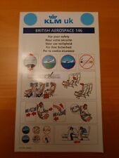 KLM UK BAe 146 20445H SAFETY CARD  picture