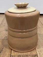 Vintage Frankoma Pottery 8” Brown Ribbed Canister Cookie Jar With Lid picture