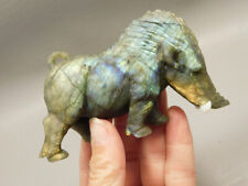 Warthog Figurine Labradorite Carved Stone Animal #O1 picture