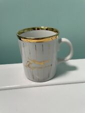 Gulfstream Aerospace Coffee Mug White with Gold Rim Graphics Made in England picture