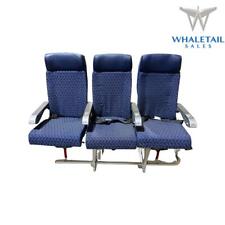 MD-80 Aircraft Row of 3 Seats Blue Cloth w/Leather Headrests picture