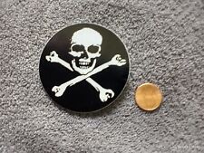 Small Hand made Decal Sticker Round SKULL AND CROSS BONES PIRATE BUCCANEER picture