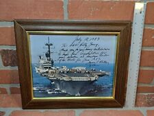 USS Saratoga CV-60 Photograph Signed By Capitan 1989 picture