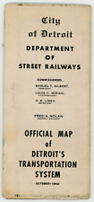 Vintage Official Map Detroit's Transportation System Dept Of Street Railways picture