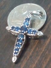 Vintage Silver Labmade Sapphire Cross Multiple Carrots Possible Designer Mark picture