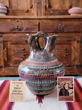 XLarge Navajo Hand Painted/Etched wedding Vase by Native American Sylvia Johnson picture