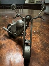 Vintage Metal Motorcycle Sculpture Steel Bike Nuts Bolts Chopper Art picture