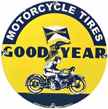 VINTAGE GOOD YEAR MOTORCYCLE TIRES PORCELAIN SIGN GAS OIL CONTINENTAL MICHELIN picture