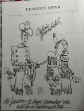  POLITICAL ORIGINAL DRAWING CARTOON  SIGNED BY CALVIN GRONDAHL REAGAN MONDALE. picture