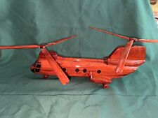 Vintage Handmade Wood Mahogany Military Helicopter CH-46 Sea Knight - Vietnam picture