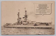 U.S.S. Arkansas Vintage Postcard Battleship at Sea United States Navy picture