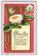 Language Of Flowers Romance Postcard Water Lily Eloquence Embossed c1910's picture