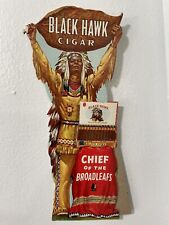 vintage BLACK HAWK CIGAR Sign store display Litho Indian Chief NOS Original picture