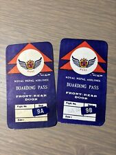2 Royal Nepal Airlines Boarding Pass Vintage Sequential Seats picture