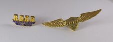 Vtg ROHR Aircraft Shield with Wings & 1 year Service Screwback Lapel Pin Set picture