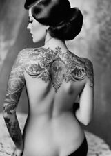 Vintage Tattoo Photo Woman Black And White Picture Antique Style Wall art V1 picture