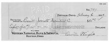 Orville Wright, Father Of American Aviation, Signed Check Payable To Akron Co. picture
