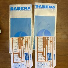 Pair Sabena Belgian World Airline passenger Folders Carbon Tickets 1985 Airplane picture
