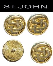 St John Knits Large Round Gold Tone 3 D Raised Logo Replacement Buttons picture