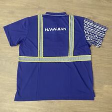 Hawaiian Airlines Crew Uniform Short Sleeve Hi Vis Purple Tribal Men Shirt Sz XL picture