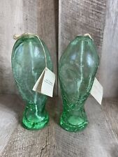 Pier 1 Imports Green Crackle Glass Oil Lamp Pair With Tags picture