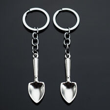 2x PCS Lot - Shovel Keychain Silver Gardener Gift Key Chain Car Pendant Key Ring picture