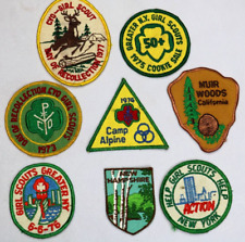 lot 8 Vintage GIRL SCOUT PATCH BADGES 1970's New York, Camp Alpine, California picture