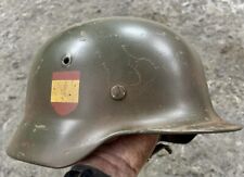 WWII German Helmet M40/ET66 Spanish Blue Division, Restored picture