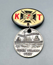 1927 KNIGHTS TEMPLAR 71ST ANNUAL GRAND CONCLAVE FORT ARMSTRONG PIN BUTTON MEDAL picture