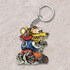 Funny Rat Fink Riding Hot Rod Car Automobile Keychain Key Chain Ornament Decor picture