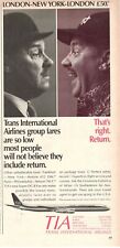 Tia Trans International Airlines London New York 1967 Advertising' Vintage picture