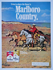 Marlboro Cowboy Wild Horses Vintage 1975 Original Print Ad 8 x 10 