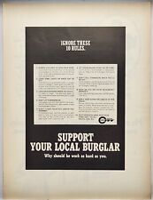 1969 Safe City Operation Rules Support Your Local Burglar Vintage Print Ad picture