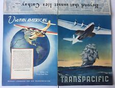 Rare 1937 Pan American Airlines Routes of Flying Clipper Ships POSTER 17X22 Inch picture