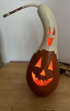 Pumpkin Jack-O-Lantern Gourd by Meadowbrooke Tall Thin Handcrafted USA Light picture