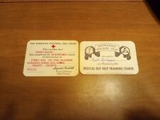Vintage 1965 Red Cross Medical Certification Cards Lot Of 2 Very Rare Unique Htf picture