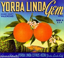 Yorba Linda Gem #2 Orange Citrus Fruit Crate Label Art Print picture