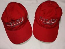 Bombardier FlexJet Red Embroidered Adjustable Strapback Cap Hat LOT of 2 picture