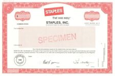 Staples, Inc. - 1986 Specimen Stock Certificate - Specimen Stocks & Bonds picture