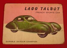 VINTAGE CARS MAGAZINE TRADING CARD LAGO TALBOT FRENCH SPORTS CAR #22  picture