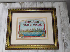 Framed Original 1930s Embossed Stone Lithograph Chicago Skyline Art Cigar Box picture